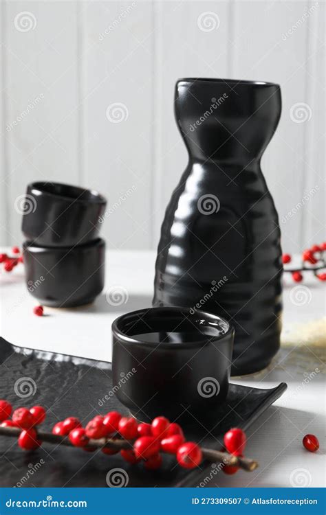 Traditional Japanese Alcoholic Drink Sake Traditional Asian Drinks Concept Stock Image