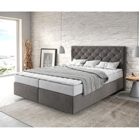 Lit à sommier tapissier Dream Great Microfibre Gris pierre 160x200 avec