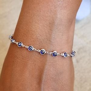 Mystic Jewels By Dalia Silver Lucky Tiny Evil Eye Bracelet Good Luck