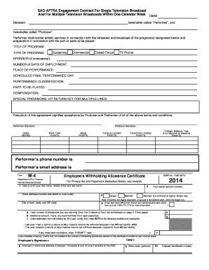 Fillable Online Sag Aftra Promo Contract Extreme Reach Fax Email