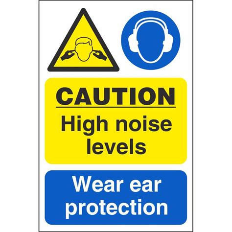 Caution High Noise Levels Wear Ear Protection Signs Workplace Machine