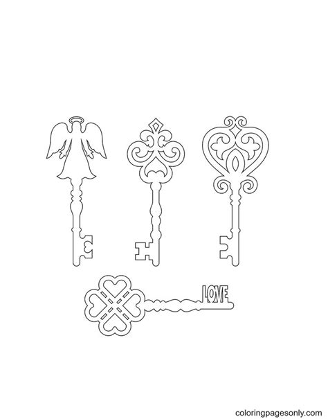 Old Key Silhouette Coloring Page - Free Printable Coloring Pages