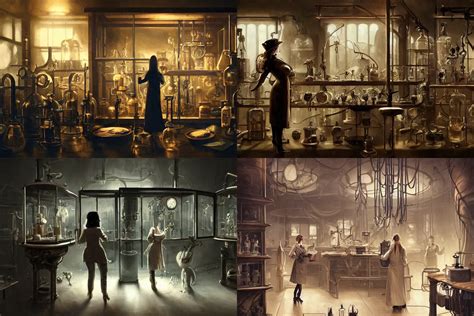 A Dark Steampunk Laboratory Interior With Strange Stable Diffusion