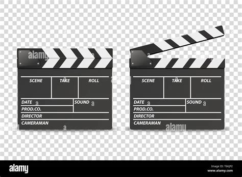 Vector D Realistic Blank Closed And Opened Movie Film Clap Board Icon