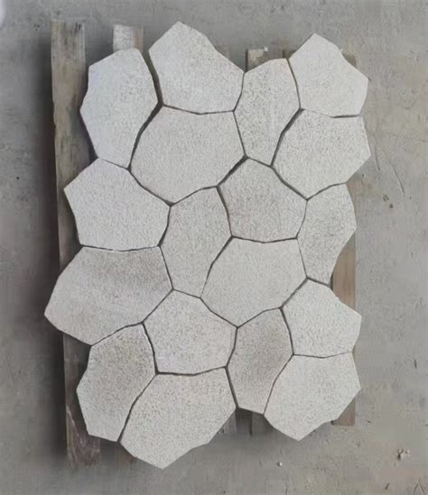 White Grey Cubes Outdoor Landscaping Crazy Stone Pavers Natural Patio