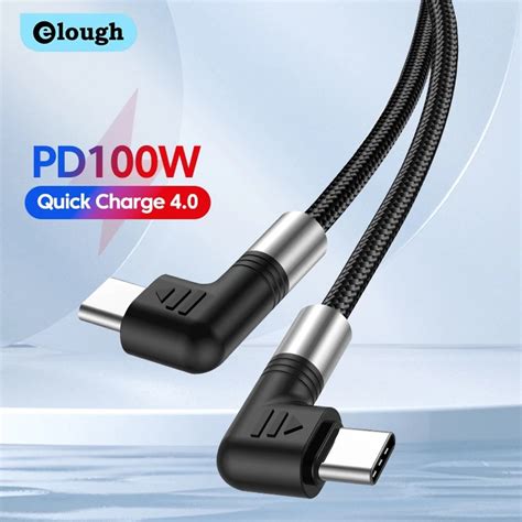 Elough 100W USB C To Type C Cable 90 Degree QC 4 0 PD Fast Charging