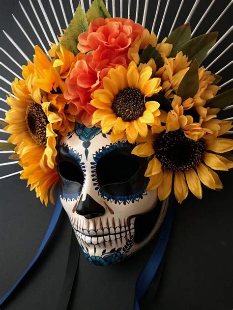 Made To Order Catrina Mask With Flowers Day Of The Dead Etsy Day