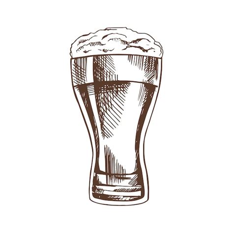 Boceto Dibujado A Mano De Vaso De Cerveza Aislado Sobre Fondo Blanco