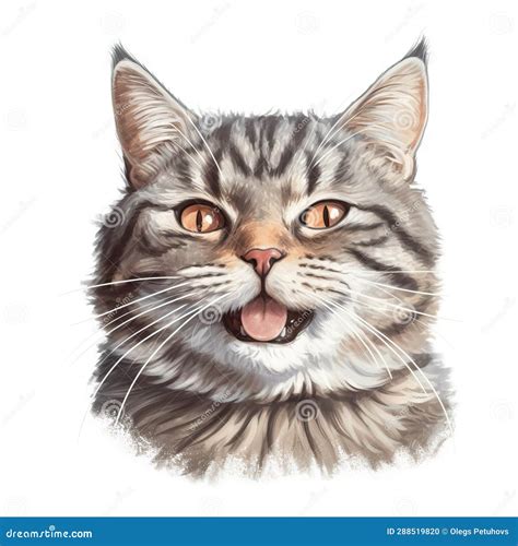 A Drawing of a Cat S Face with Its Tongue Out Stock Photo - Image of isolated, drawing: 288519820