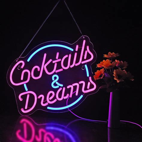 Cocktails And Dreams Neon Sign For Wall Decor Neon Signs With Dimmable Switch Led Neon Signs