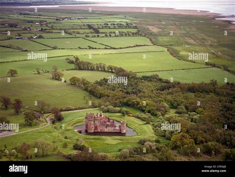 Historic Aerial View Of Caerlaverock Castle Dumfriesshire Scotland