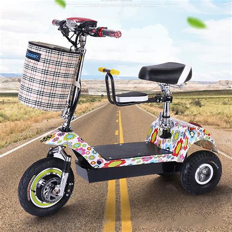 Triciclo elétrico adulto citycoco scooter elétrico dobrável assento