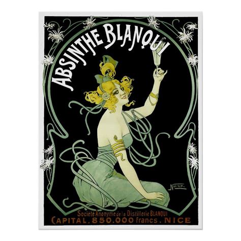 Vintage Art Nouveau Absinthe Blanqui By Nover Poster Zazzle Art