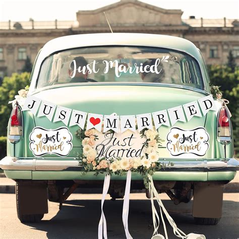 Buy 4 Sets Just Married Car Decorations Just Married Ornate Car Magnets