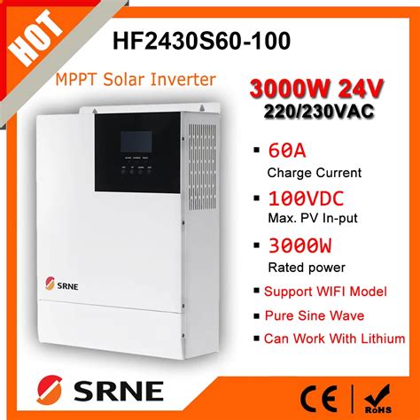 SRNE Inversor H Brido Off Grid De Onda Senoidal Pura 3KW 24V 220V