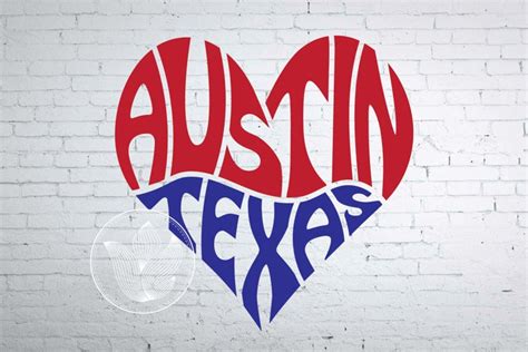 Austin Texas word art heart SVG