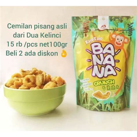 Jual Dua Kelinci Banana Crunch Krip Krip Pisang Asli Cemilan Pisang