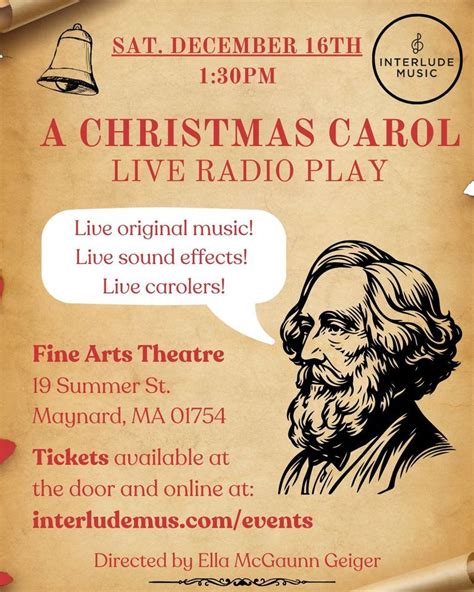 A Christmas Carol Live Radio Play Fine Arts Theatre Place Maynard December 16 2023