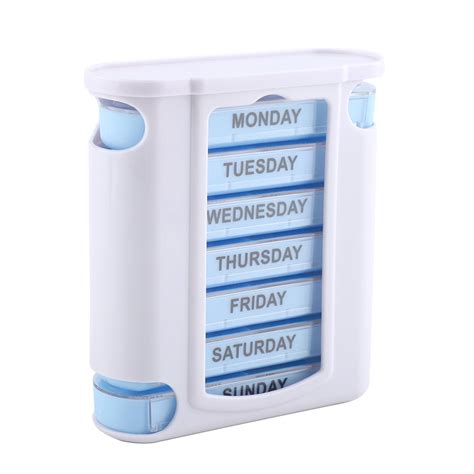 Medicine storage box, weekly pill organizer, portable 28 grid 7 day medicine storage box with ...