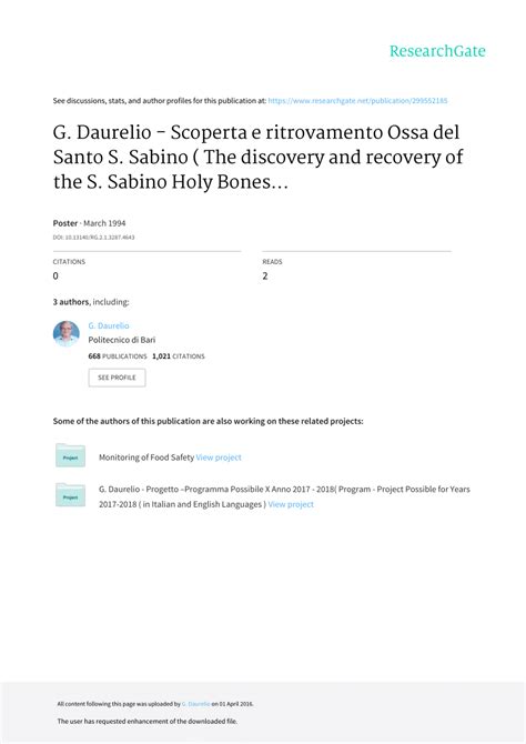 PDF G Daurelio Scoperta E Ritrovamento Ossa Del Santo S Sabino