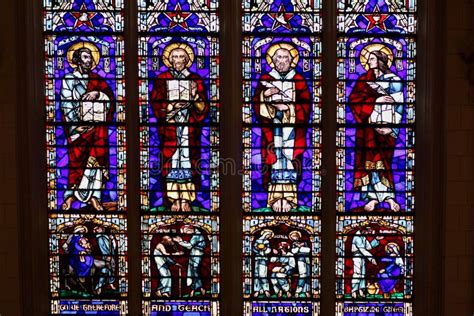 Stained Glass Windows Of Notre Dame Cathedral In Paris France