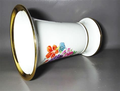 Meissen Vase Blumen Dekor Goldrand Wahl Trichtervase