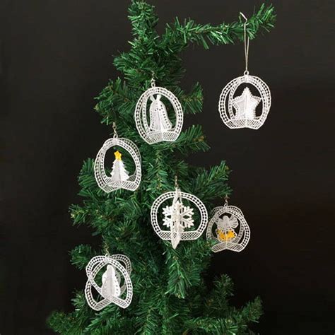 D Fsl Christmas Ornaments Free Standing Lace Machine Embroidery