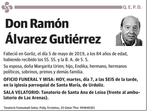 Ram N Lvarez Guti Rrez Esquela Necrol Gica El Correo