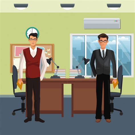 Premium Vector Business Characters In Office Scene