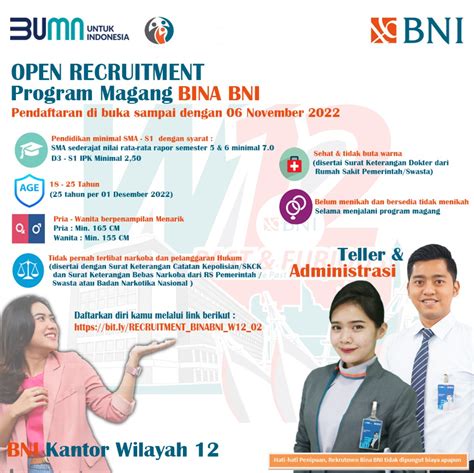 Open Recruitment BINA BNI Kantor Wilayah 12