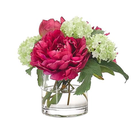 Peony Kf Peony Fuchsia Glass Cylinder Wx Dx H Faux Florals