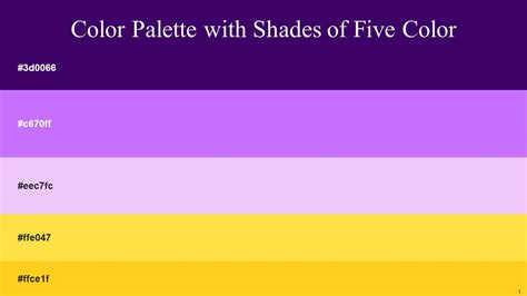 Color Palette With Five Shade Ripe Plum Heliotrope Mauve Bright Sun