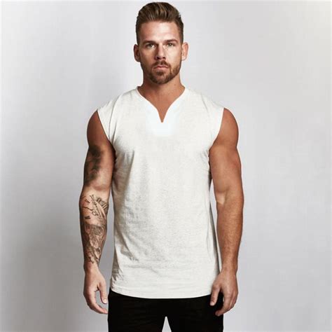 Muscleguys Nd Gym Tank Top Men V Neck Workout Sleeveless Shirt