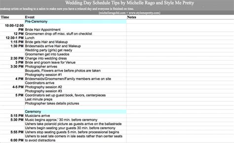 Free Wedding Day Schedule Xlsx Kb Page S