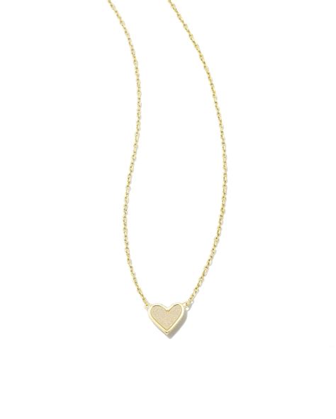 Framed Ari Heart Gold Short Pendant Necklace In Iridescent Drusy