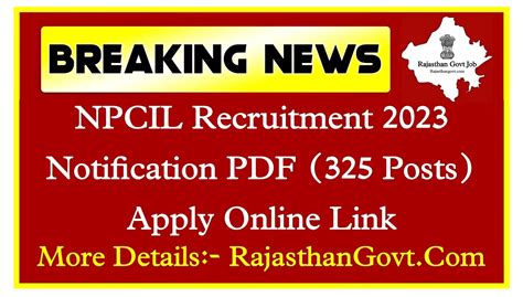 NPCIL Recruitment 2023 Notification For 325 Posts Rajasthan Govt