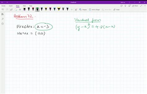 SOLVED:Determine the equation in standard form of the parabola that satisfies the given ...