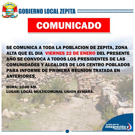 COMUNICADO Municipalidad Distrital De Zepita