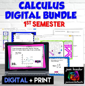 Calculus Digital Activity Bundle First Semester With Printables TPT