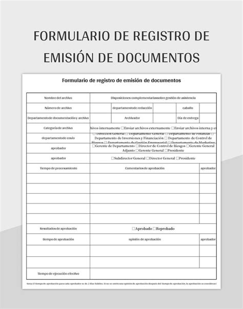 Plantilla De Formato Excel Formulario De Registro De Emisión De