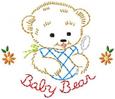 Baby Bear With Spoon And Bib Machine Embroidery Design 4x4 And Etsy