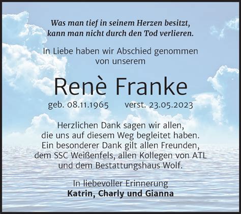 Traueranzeigen Von Rene Franke Abschied Nehmen De