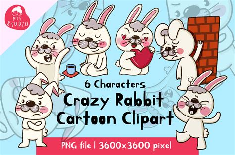 Crazy Rabbit Cartoon Clipart Graphic By Mtk Studio · Creative Fabrica