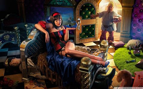 Wallpaper Fantasy Girl Asian Pinup Models Snow White Seven Dwarfs Screenshot Musical