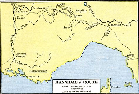 Hannibals Route From The Rhone To The Apennines