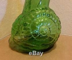 Vintage Italian Glass CHIANTI Wine Decanter Green SNAIL Bottle 32 Cevin