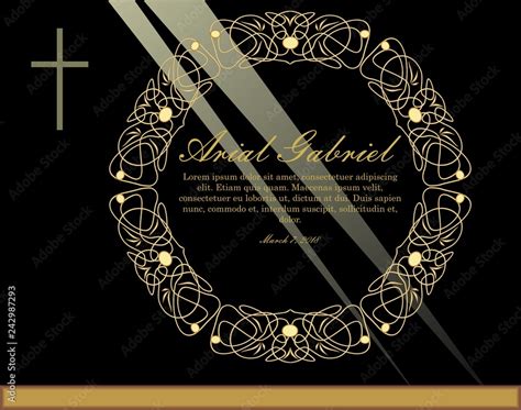 Luxurious Obituary With Golden Circle Filigree Patterned Wreath And