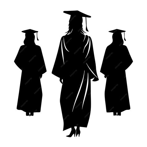 Hand Drawn Graduation Woman Full Body Silhouette Illustration Isolated