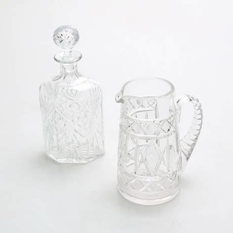 KARAFF med propp och KANNA glas 1900 tal Glas Övrigt Auctionet