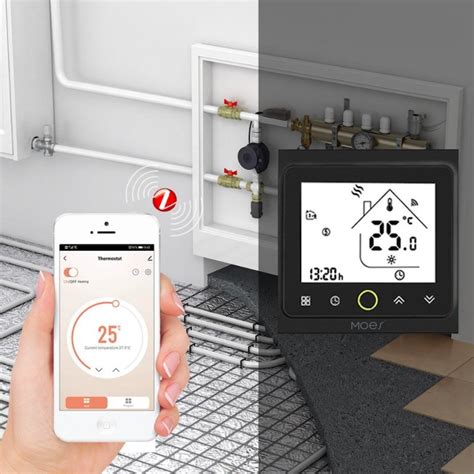 Moes Black Zigbee Smart Thermostat For Electric Floor Heating A